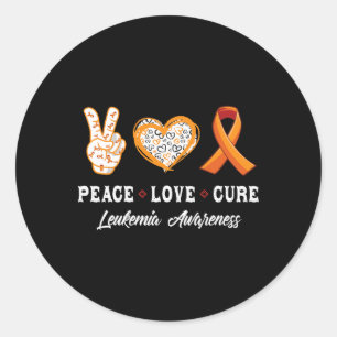 Peace Love cure Leukemia awareness men women kids Classic Round Sticker
