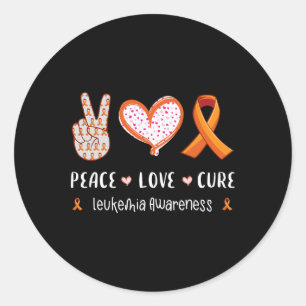 Peace Love Cure Leukemia Awareness Men Women Kids Classic Round Sticker