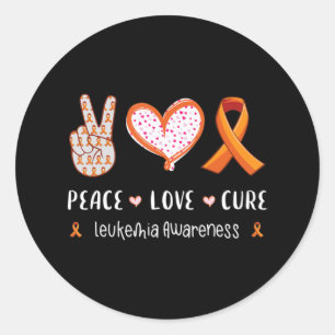 Peace Love cure leukemia awareness men women kids Classic Round Sticker