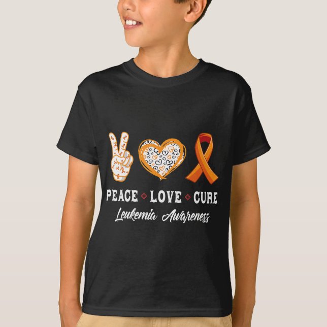Peace Love cure Leukemia awareness men women kids  T-Shirt (Front)