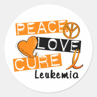 Peace Love Cure Leukemia Classic Round Sticker
