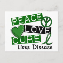 Peace Love Cure Liver Disease Postcard