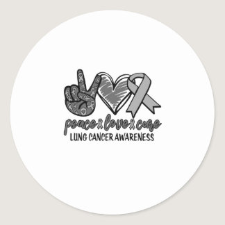 Peace Love Cure Lung Cancer Awareness Classic Round Sticker