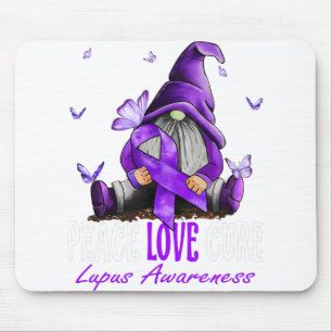 Peace Love Cure Lupus Awareness Purple Ribbon Mouse Pad