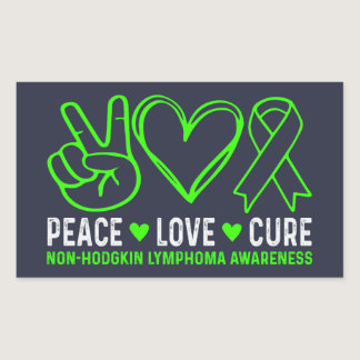 Peace Love Cure Lymphoma Awareness Support Rectangular Sticker