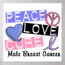 Peace Love Cure Male Breast Cancer Poster