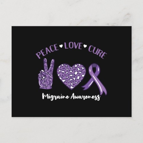 Peace Love Cure Migraine Awareness Ribbon Postcard