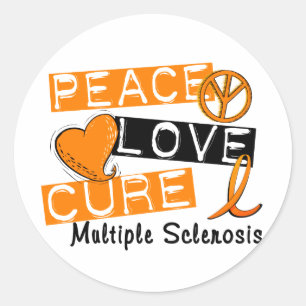 Peace Love Cure Multiple Sclerosis MS Classic Round Sticker