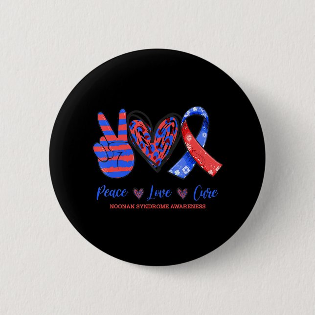 Peace Love Cure Noonan Syndrome Awareness Button (Front)