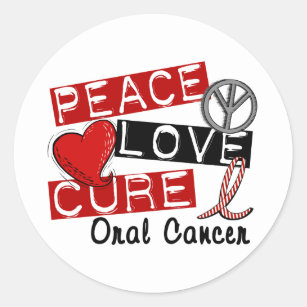 Peace Love Cure Oral Cancer Classic Round Sticker