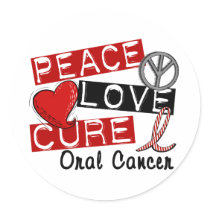 Peace Love Cure Oral Cancer Classic Round Sticker
