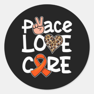Peace Love Cure Orange Ribbon Leukemia Awareness Classic Round Sticker