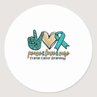 Peace Love Cure Ovarian Cancer Awareness Classic Round Sticker