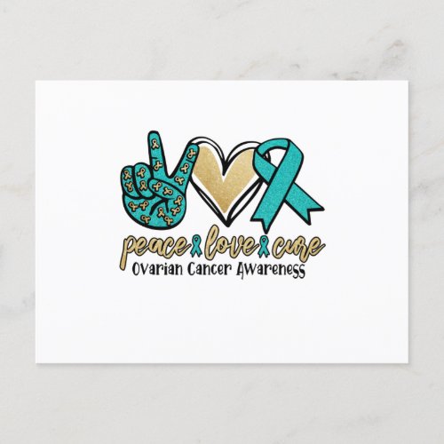 Peace Love Cure Ovarian Cancer Awareness Invitation Postcard