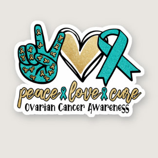 Peace Love Cure Ovarian Cancer Awareness Sticker