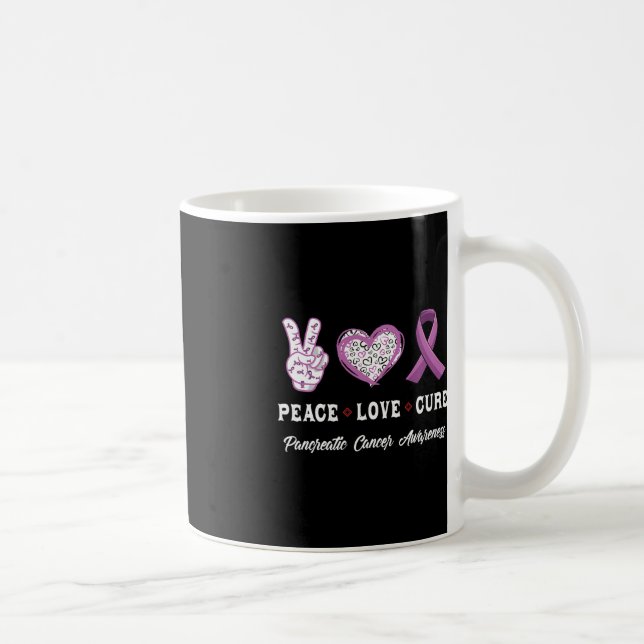 Peace Love cure Pancreatic cancer awareness men wo Coffee Mug (Right)