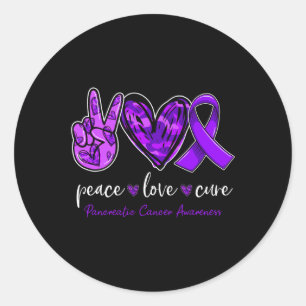 Peace love cure Pancreatic Cancer Awareness month Classic Round Sticker