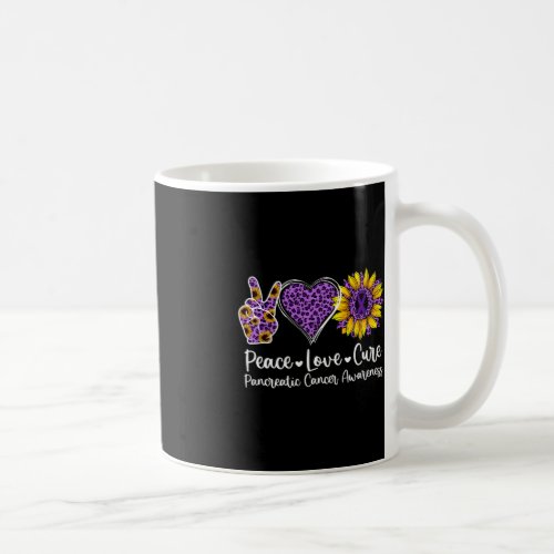 Peace Love Cure Pancreatic Cancer Awareness Purple Coffee Mug