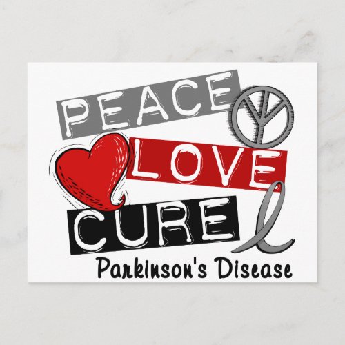 PEACE LOVE CURE PARKINSONS DISEASE POSTCARD