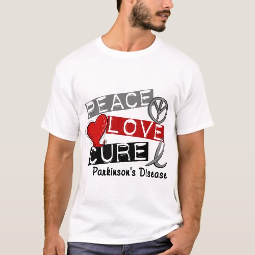 PEACE LOVE CURE PARKINSONS DISEASE T_Shirt