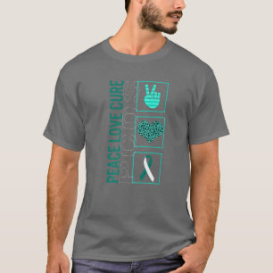 Peace Love Cure PCOS Awareness Ribbon Warrior Supp T-Shirt