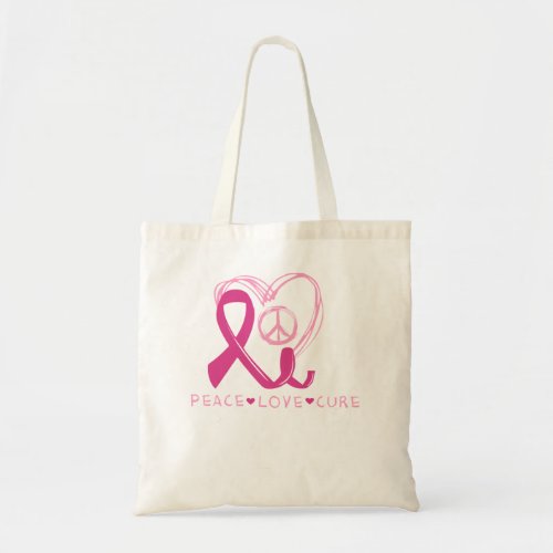 Peace Love Cure Pink Breas Cancer Awareness For Me Tote Bag