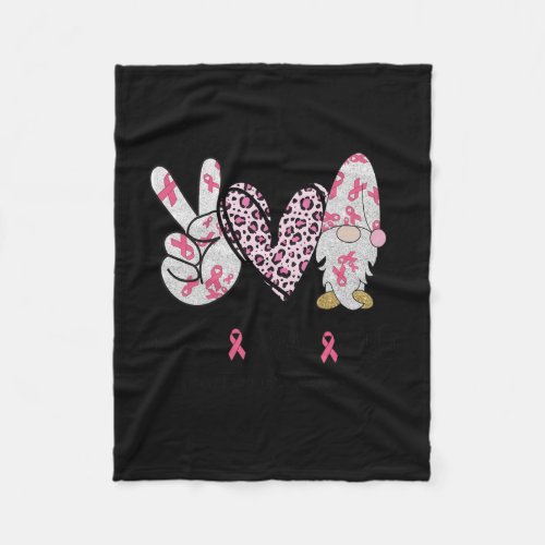 Peace Love Cure Pink Gnome Breast Cancer Awareness Fleece Blanket