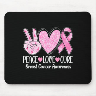 Peace Love Cure Pink Ribbon Breast Cancer Awarenes Mouse Pad