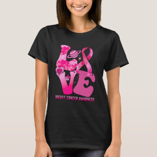 Peace Love Cure Pink Ribbon Breast Cancer Awarenes T-Shirt
