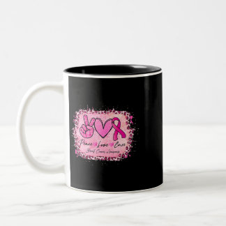 Peace Love Cure Pink Ribbon Cancer Breast Awarenes Two-Tone Coffee Mug