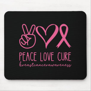 Peace Love Cure Pink Ribbon Warrior Breast Cancer Mouse Pad