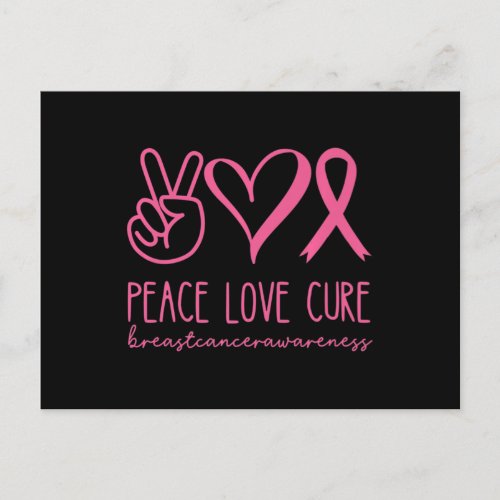 Peace Love Cure Pink Ribbon Warrior Breast Cancer  Postcard
