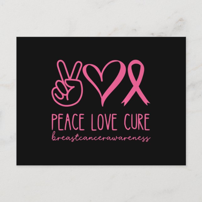 Peace Love Cure Pink Ribbon Warrior Breast Cancer  Postcard (Front)