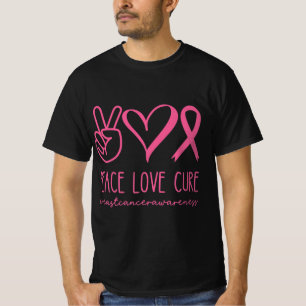 Peace Love Cure Pink Ribbon Warrior Breast Cancer  T-Shirt