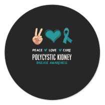 Peace Love Cure Polycystic Kidney Disease Classic Round Sticker