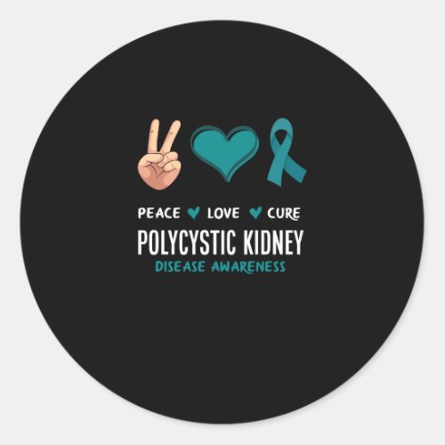 Peace Love Cure Polycystic Kidney Disease Classic Round Sticker