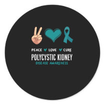 Peace Love Cure Polycystic Kidney Disease Classic Round Sticker
