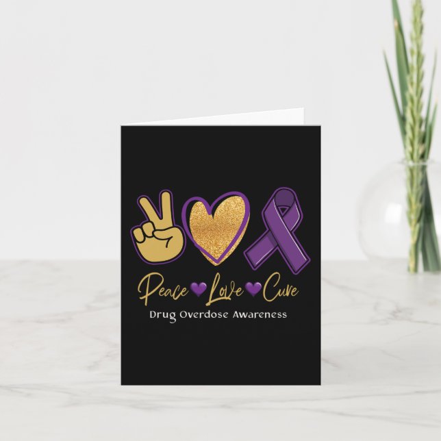 Peace Love Cure Purple Drug Overdose Awareness 1 Card (Front)