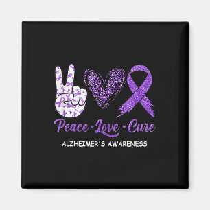 Peace Love Cure Purple Ribbon Alzheimer Disease Aw Magnet