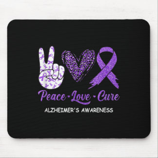 Peace Love Cure Purple Ribbon Alzheimer Disease Aw Mouse Pad