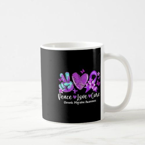 Peace Love Cure Purple Ribbon Chronic Migraine Awa Coffee Mug