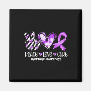 Peace Love Cure Purple Ribbon Overdose Awareness  Magnet