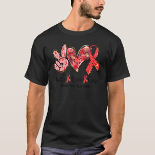 Peace Love Cure Red Ribbon Blood Clot Awareness T-Shirt
