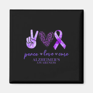 Peace Love Cure Ribbon Leopard Alzheimer Brain Awa Magnet