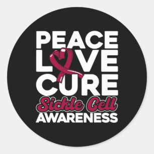 Peace Love Cure Sickle Cell Awareness 1 Classic Round Sticker