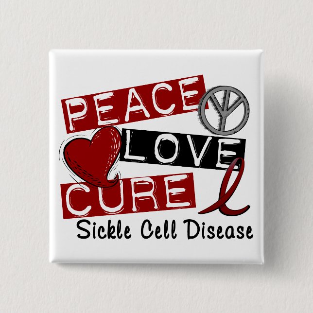 Peace Love Cure Sickle Cell Disease Pinback Button (Front)