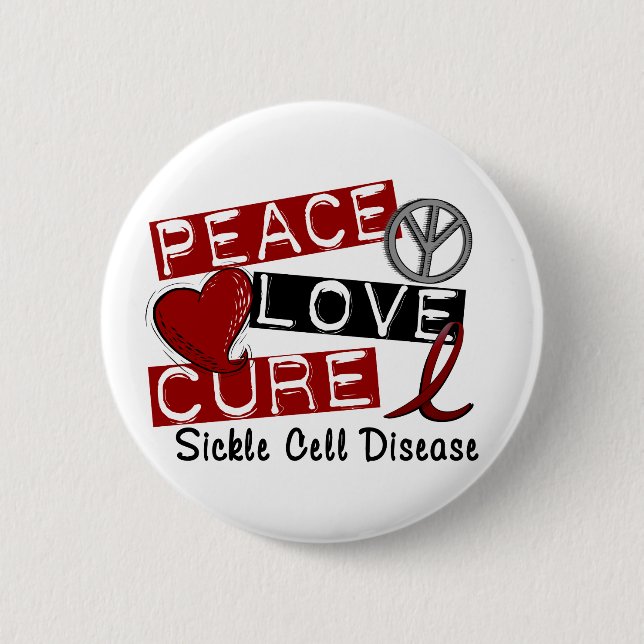Peace Love Cure Sickle Cell Disease Pinback Button (Front)