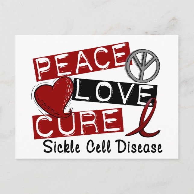 Peace Love Cure Sickle Cell Disease Postcard (Front)