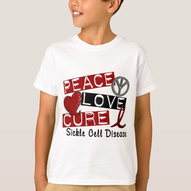 Peace Love Cure Sickle Cell Disease T-Shirt (Front)