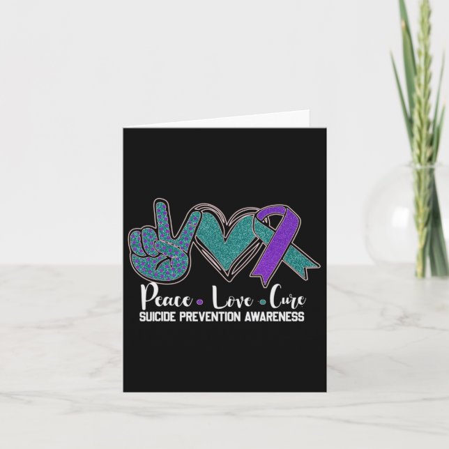 Peace Love Cure Suicide Prevention Awareness 1  Card (Front)